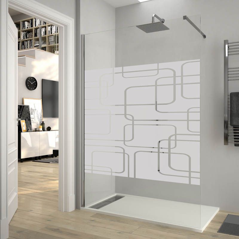 Mampara de ducha ZEN fijo con SERIGRAFÍA. Con tratamiento anti-cal. Acabado Cromo brillo - Imagen 12