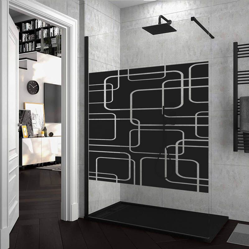 Mampara de ducha ZEN fijo con SERIGRAFÍA. Con tratamiento anti-cal. Acabado negro mate - Imagen 6