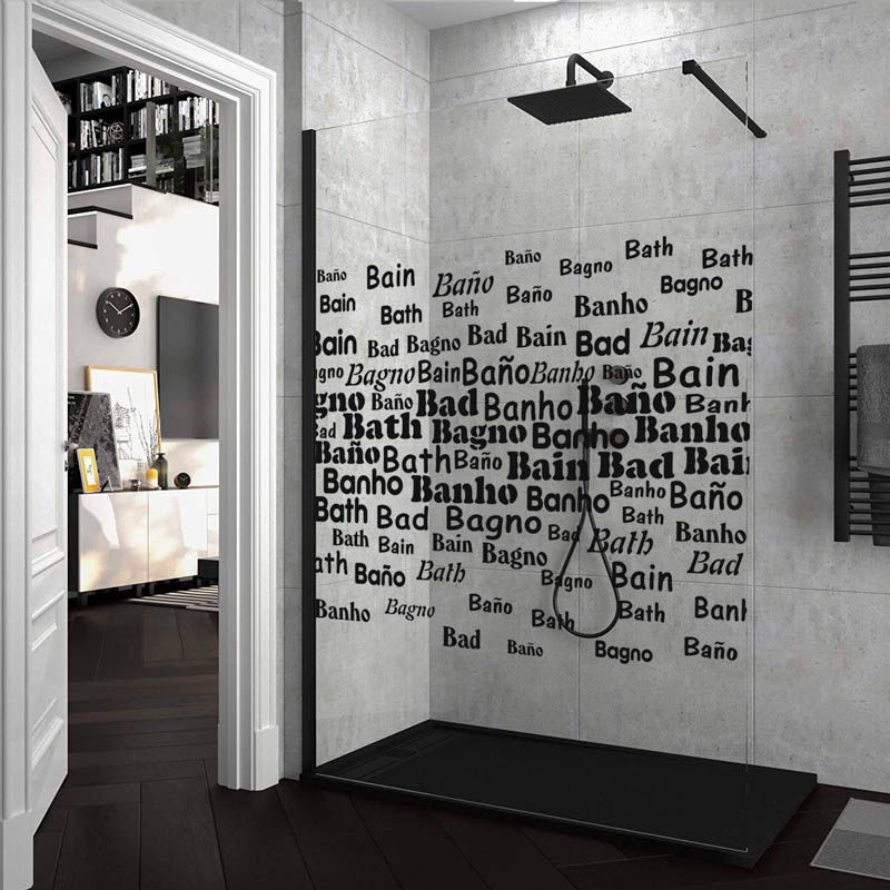 Mampara de ducha ZEN fijo con SERIGRAFÍA. Con tratamiento anti-cal. Acabado negro mate - Imagen 4