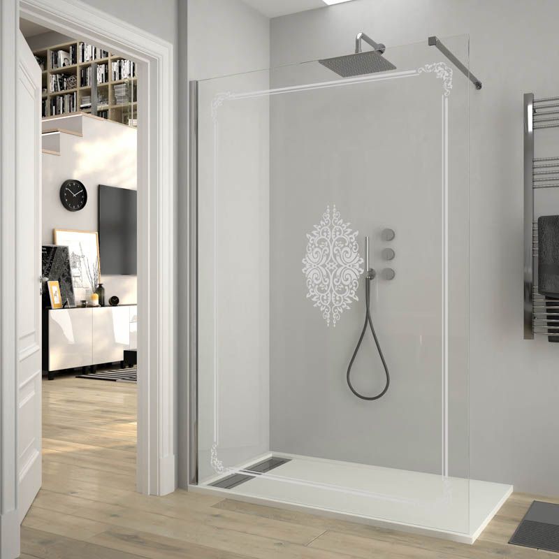 Mampara de ducha ZEN fijo con SERIGRAFÍA. Con tratamiento anti-cal. Acabado Cromo brillo - Imagen 9