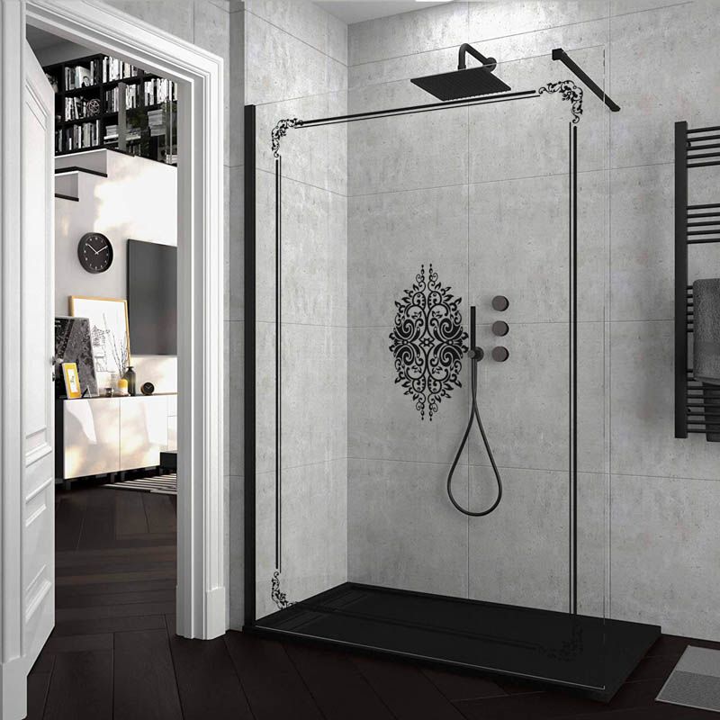 Mampara de ducha ZEN fijo con SERIGRAFÍA. Con tratamiento anti-cal. Acabado negro mate - Imagen 10