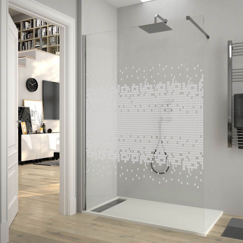 Mampara de ducha ZEN fijo con SERIGRAFÍA. Con tratamiento anti-cal. Acabado Cromo brillo - Imagen 10