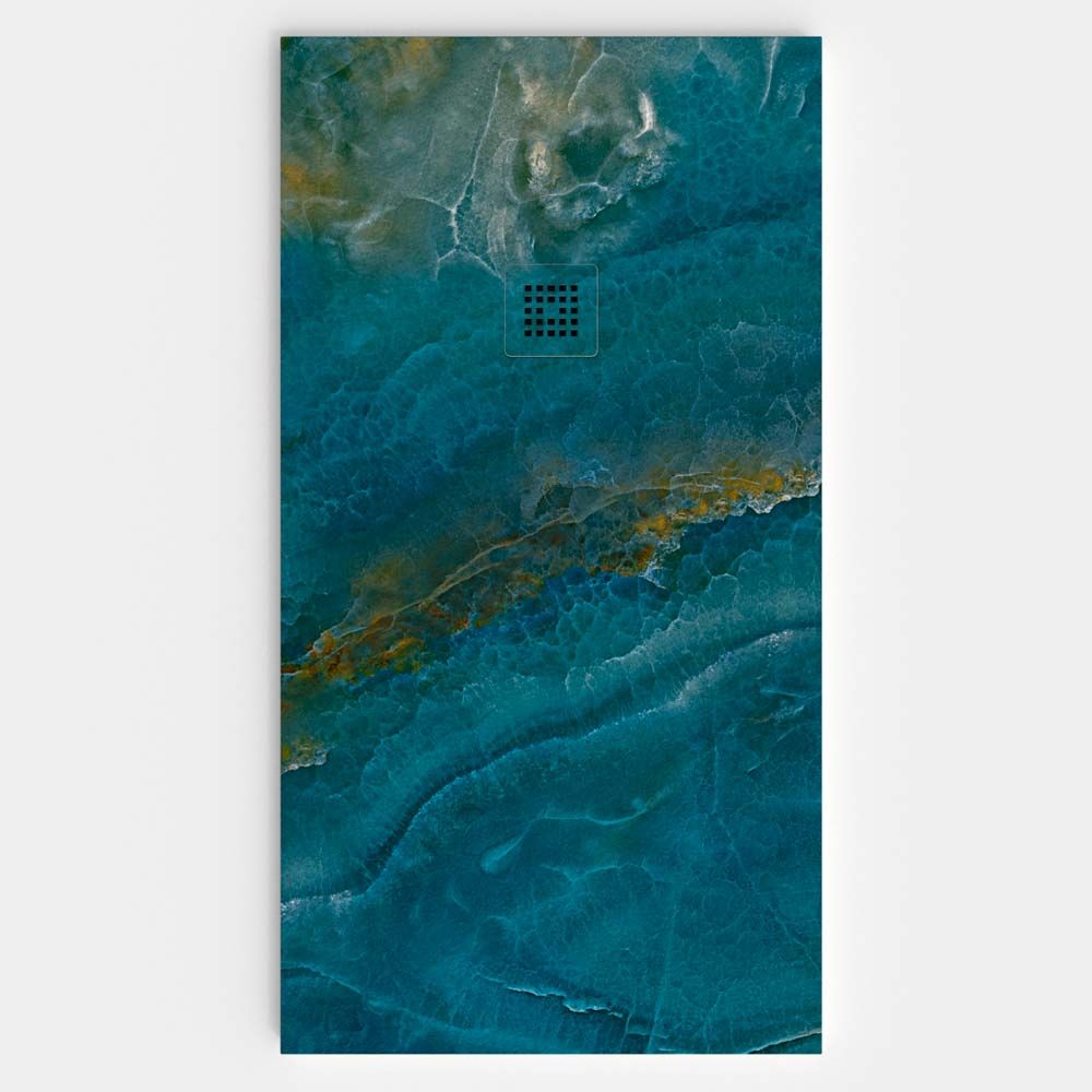 Plato de ducha resina textura pizarra. Efecto en Mármol Blue - antideslizante STONE 3D moderno