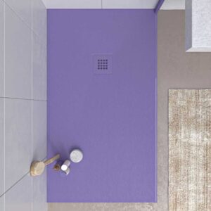 Plato ducha resina MYSTONE Lila RAL 4005 y otros colores exclusivos textura pizarra antibacteriano y antideslizante