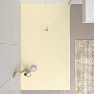 Plato ducha resina MYSTONE Marfil RAL 1015 y otros colores exclusivos textura pizarra antibacteriano y antideslizante