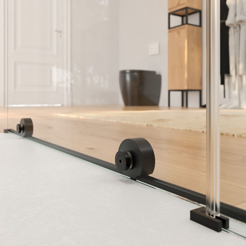 Mampara de ducha VERONA frontal abierta 1 fijo- 1 puerta corredera acabado. NEGRO MATE - Imagen 8