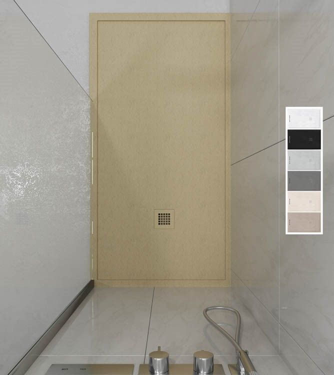 Plato ducha resina enmarcado ABSOLUTE Moka - textura pizarra - antibacteriano y antideslizante. Colores a elegir.