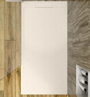 Plato ducha resina enmarcado SYSTEM Crema - colores a elegir - textura pizarra - antibacteriano y antideslizante