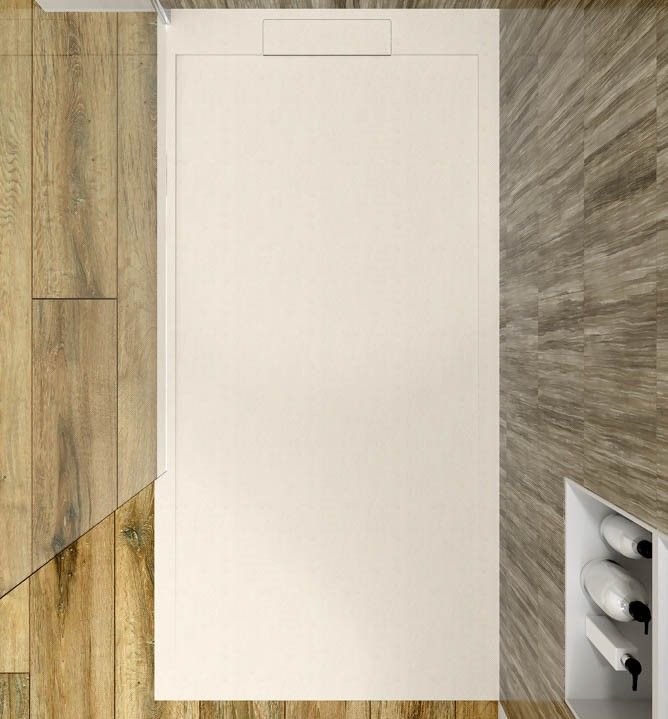 Plato ducha resina enmarcado SYSTEM Crema - colores a elegir - textura pizarra - antibacteriano y antideslizante