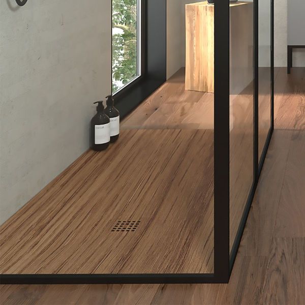 Plato de ducha resina textura pizarra acabado efecto Madera Nogal Español - antideslizante STONE 3D moderno - Imagen 3