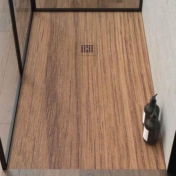 Plato de ducha resina textura pizarra acabado efecto Madera Nogal Español - antideslizante STONE 3D moderno - Imagen 5