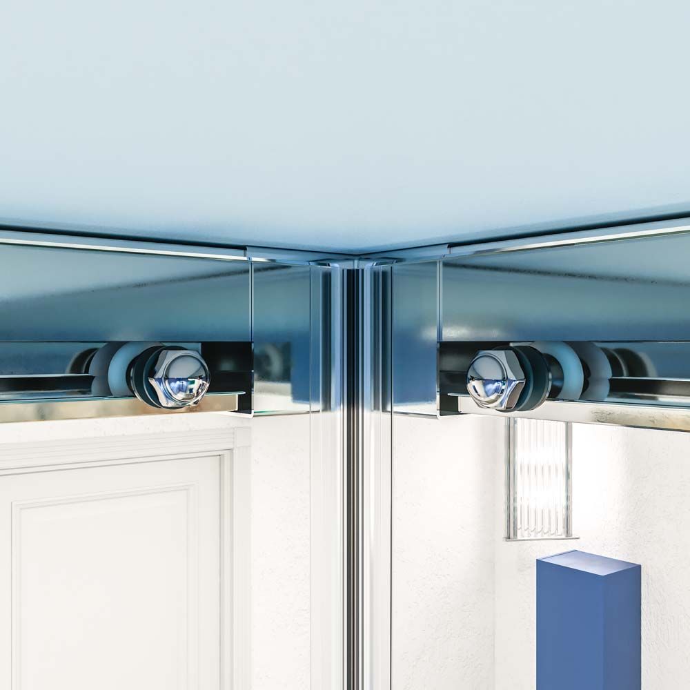 Mampara de ducha TECH HIGH rectangular 2 fijos - 2 puertas correderas vidrio 8 mm ACERO INOXIDABLE fabricada a techo - Imagen 6