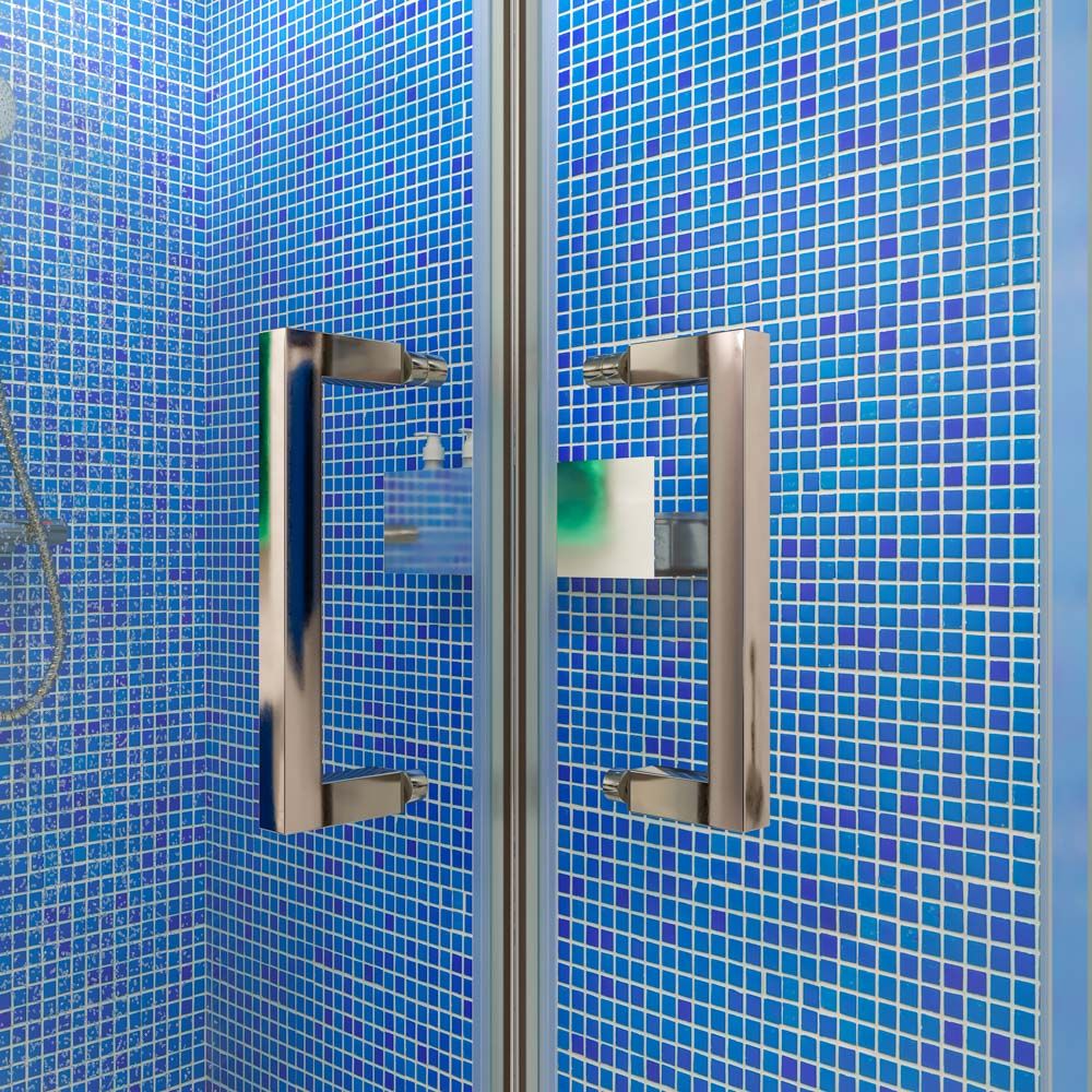 Mampara de ducha TECH HIGH rectangular 2 fijos - 2 puertas correderas vidrio 8 mm ACERO INOXIDABLE fabricada a techo - Imagen 4