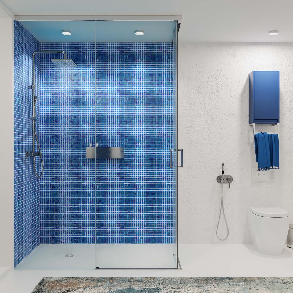 Mampara de ducha TECH HIGH rectangular 2 fijos - 2 puertas correderas vidrio 8 mm ACERO INOXIDABLE fabricada a techo - Imagen 10