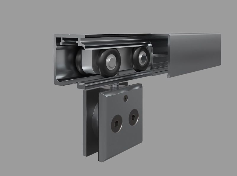 Mampara de ducha frontal LIFE 1 fijo + 1 puerta corredera Serigrafiada vidrio 8 mm con cierre amortiguado. Acabado NEGRO MATE - Imagen 12