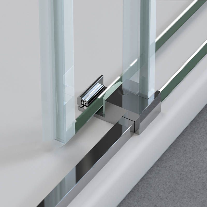 Mampara de ducha frontal SENIOR 1 fijo - 1 puerta corredera vidrio 8 mm sin perfil inferior. Acabado CROMO BRILLO - Imagen 4