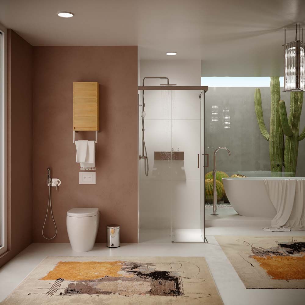 Mampara de ducha TECH STEEL cuadrada 2 fijos - 2 puertas correderas vidrio 8 mm. ACERO INOXIDABLE - Imagen 2