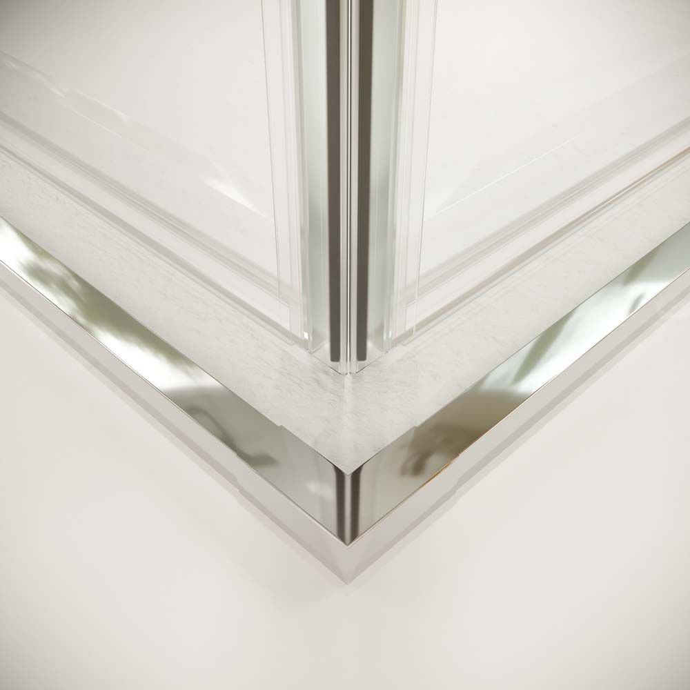 Mampara de ducha TECH STEEL cuadrada 2 fijos - 2 puertas correderas vidrio 8 mm. ACERO INOXIDABLE - Imagen 6