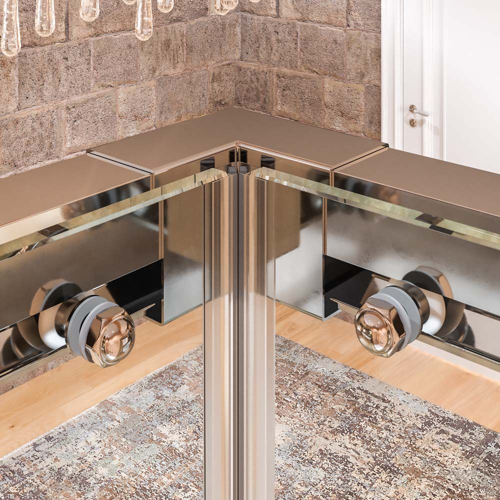 Mampara de ducha TECH STEEL cuadrada 2 fijos - 2 puertas correderas vidrio 8 mm. ACERO INOXIDABLE - Imagen 5