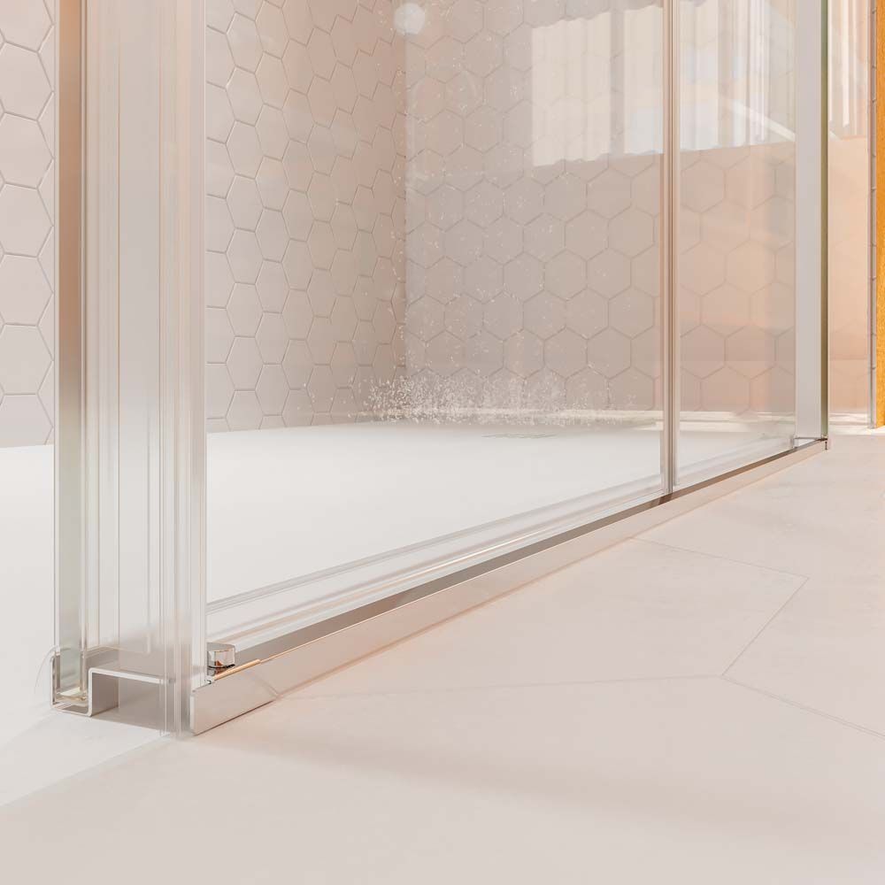 Mampara de ducha TECH STEEL frontal 1 fijo - 1 puerta corredera vidrio 8 mm. ACERO INOXIDABLE - Imagen 4