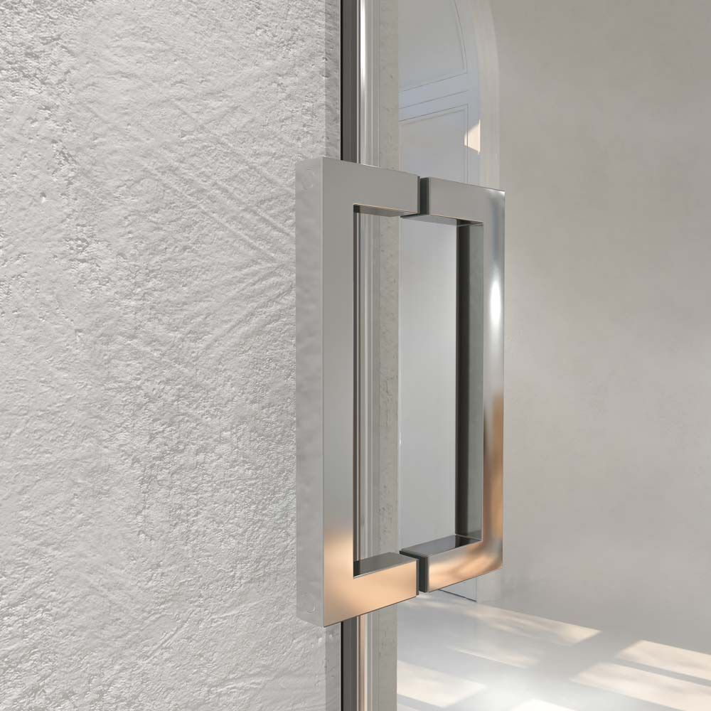 Mampara de ducha TECH STEEL frontal 1 fijo - 1 puerta corredera vidrio 8 mm. ACERO INOXIDABLE - Imagen 3