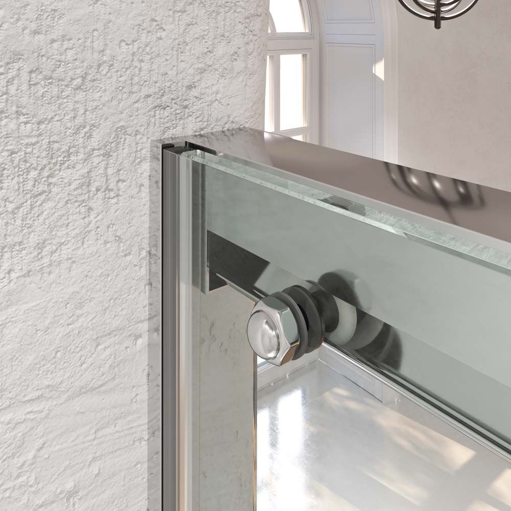 Mampara de ducha TECH STEEL frontal 1 fijo - 1 puerta corredera vidrio 8 mm. ACERO INOXIDABLE - Imagen 2