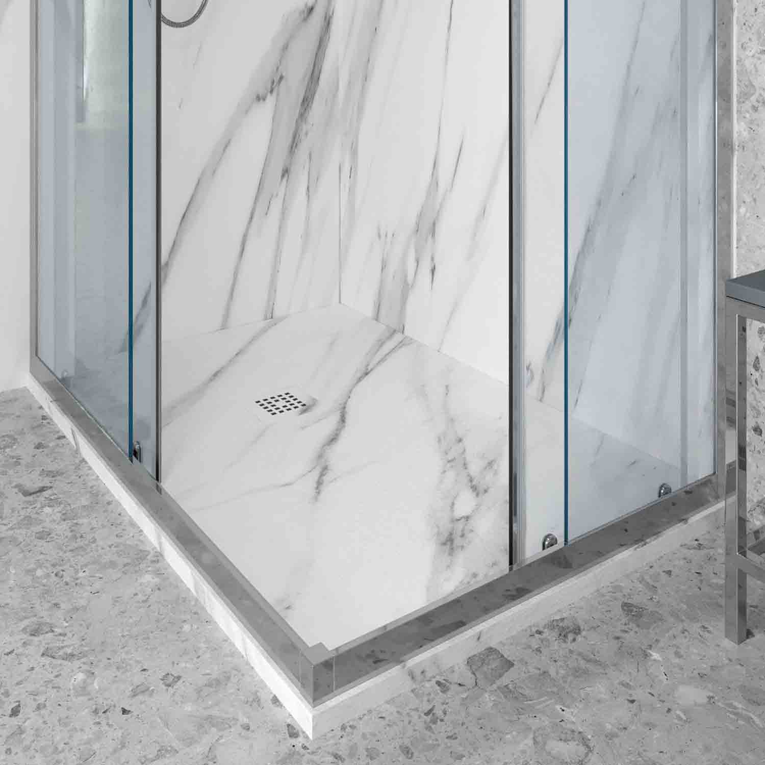 Plato de ducha resina textura pizarra. Efecto en Mármol Calacatta y otros acabados - antideslizante STONE 3D moderno - Imagen 2