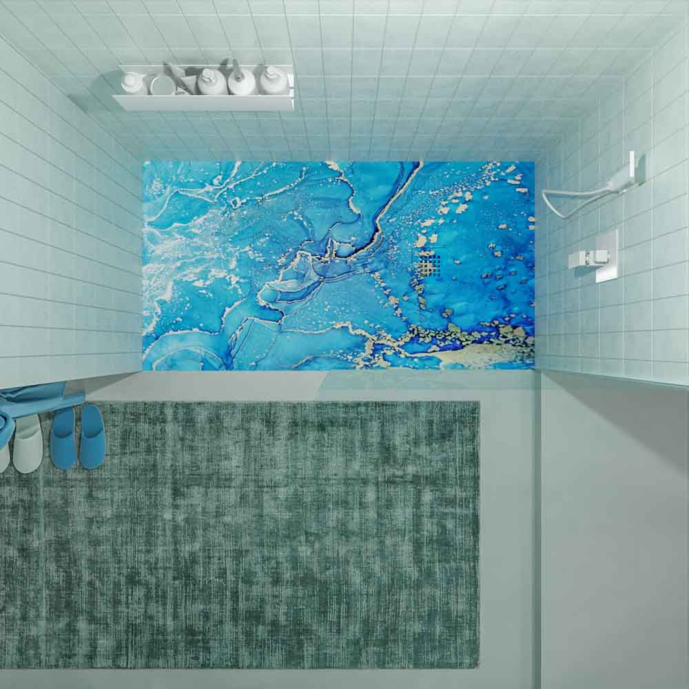 Plato de ducha resina textura pizarra. Efecto en Mármol Forest azul y otros acabados - antideslizante STONE 3D moderno - Imagen 3