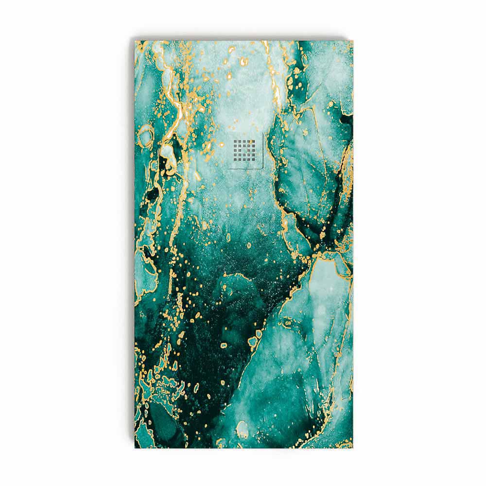 Plato de ducha resina textura pizarra. Efecto en Mármol Forest verde y otros acabados - antideslizante STONE 3D moderno