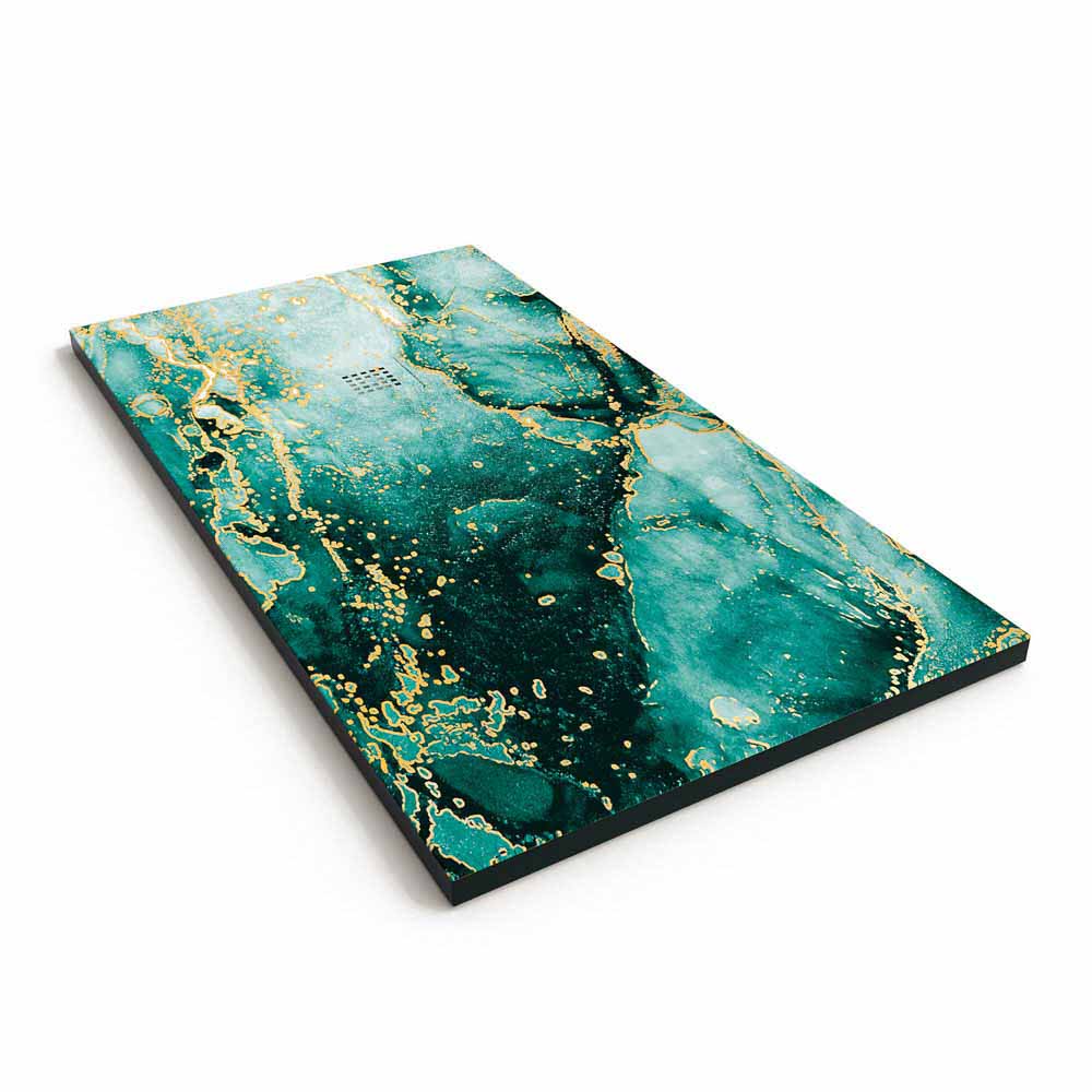 Plato de ducha resina textura pizarra. Efecto en Mármol Forest verde y otros acabados - antideslizante STONE 3D moderno - Imagen 2