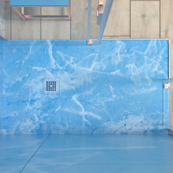 Plato de ducha resina textura pizarra. Efecto en Mármol Emperador Azul y otros acabados - antideslizante STONE 3D moderno - Imagen 4