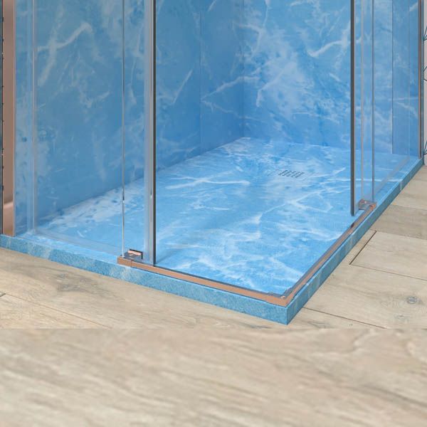 Plato de ducha resina textura pizarra. Efecto en Mármol Emperador Azul y otros acabados - antideslizante STONE 3D moderno - Imagen 2