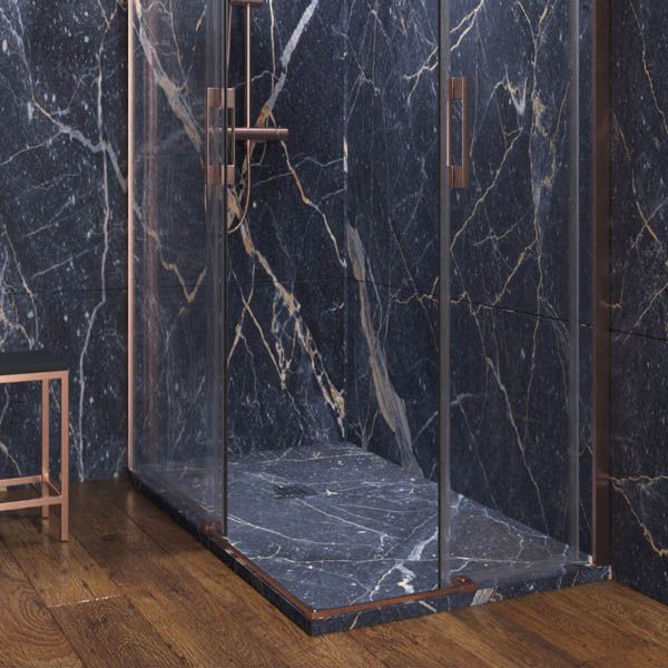 Plato de ducha resina textura pizarra. Efecto en Mármol Emperador Gris y otros acabados - antideslizante STONE 3D moderno - Imagen 3