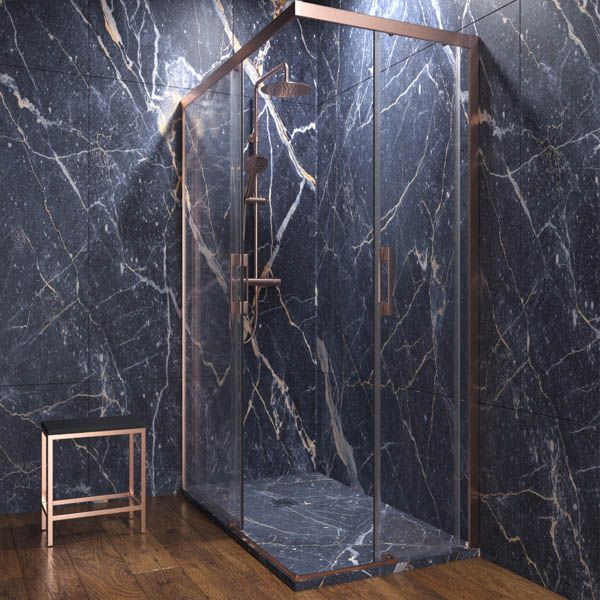 Plato de ducha resina textura pizarra. Efecto en Mármol Emperador Gris y otros acabados - antideslizante STONE 3D moderno - Imagen 2