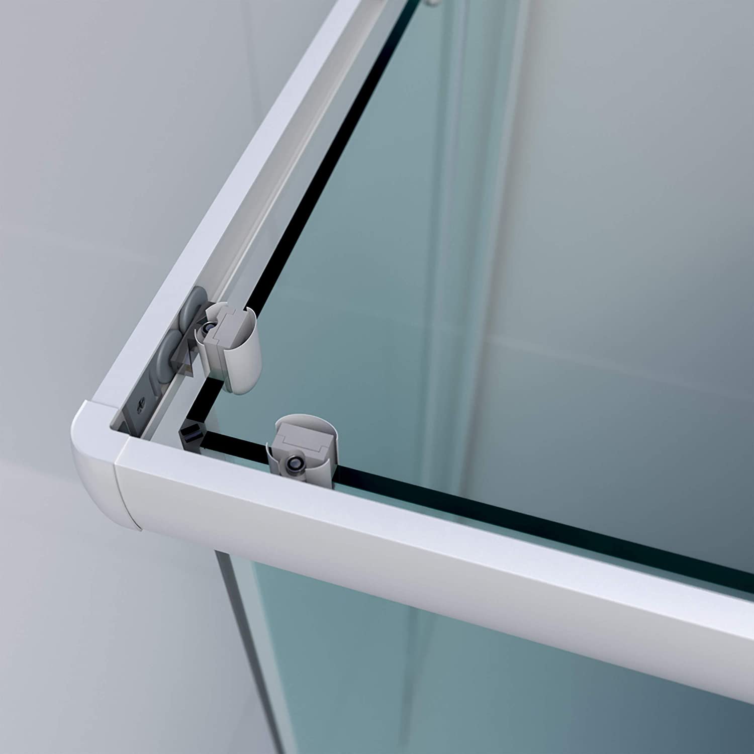 Mampara de ducha rectangular TEMPO apertura angular 2 fijos-2 puertas correderas. Con tratamiento anti-cal. Acabado BLANCO MATE - Imagen 2