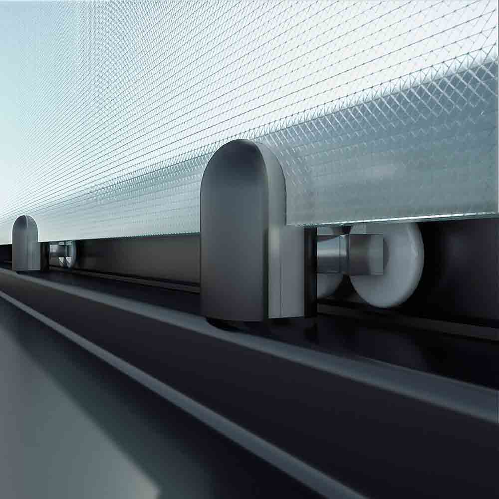 Mampara de ducha rectangular TEMPO apertura angular 2 fijos-2 puertas correderas. Vidrio transparente con tratamiento anti-cal. Acabado negro mate - Imagen 5