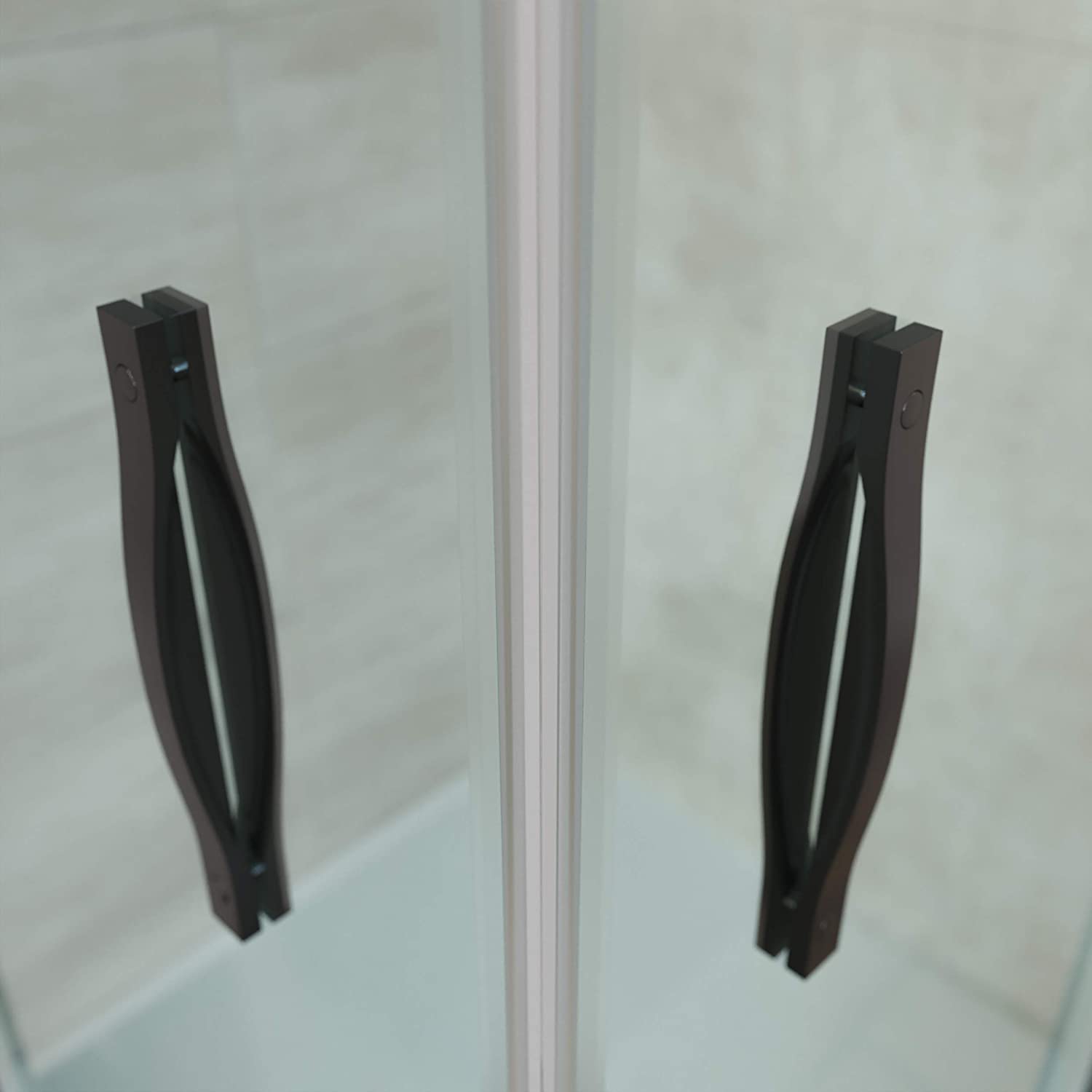 Mampara de ducha cuadrada TEMPO apertura angular 2 fijos-2 puertas correderas. Con tratamiento anti-cal.Acabado NEGRO MATE - Imagen 3