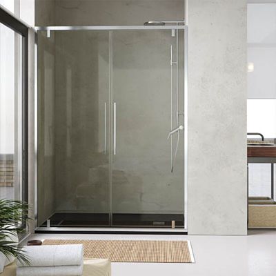 Mampara de ducha frontal 2 puertas abatibles con tratamiento anti-cal. VISION AVANT