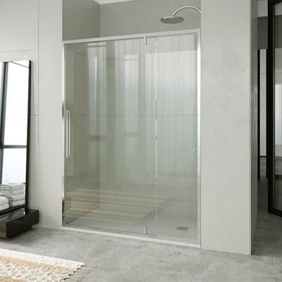Mampara de ducha frontal 1 fijo- 1 puerta abatible con tratamiento anti-cal. VISION AVANT