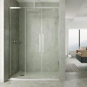 Mampara de ducha frontal 1 fijo- 2 puertas abatibles con tratamiento anti-cal. VISION AVANT