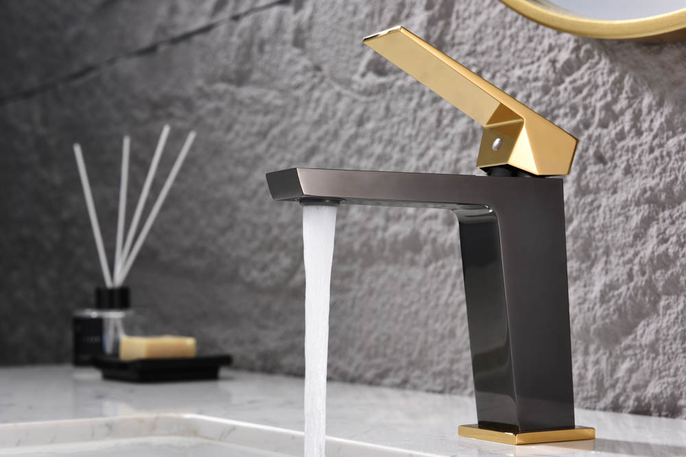 Grifo Monomando de Lavabo INFINITE Negro Cristal / Oro Brillo - Imagen 2