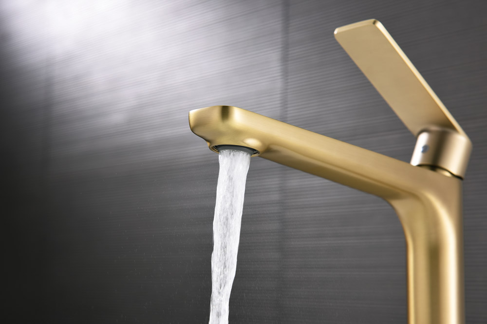 Grifo Monomando Alto de Lavabo GLORY Oro Cepillado - Imagen 3