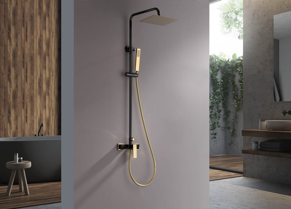 Conjunto de Ducha Monomando INFINITE Negro Cristal / Oro Brillo - Imagen 2