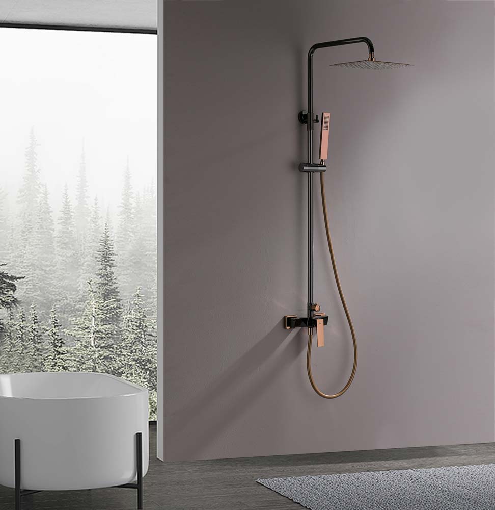 Conjunto de Ducha Monomando INFINITE Negro Cristal / Oro Rosa - Imagen 2