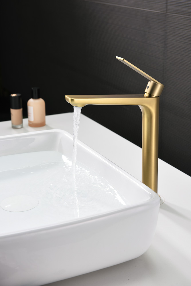 Grifo Monomando Alto de Lavabo GLORY Oro Cepillado - Imagen 4