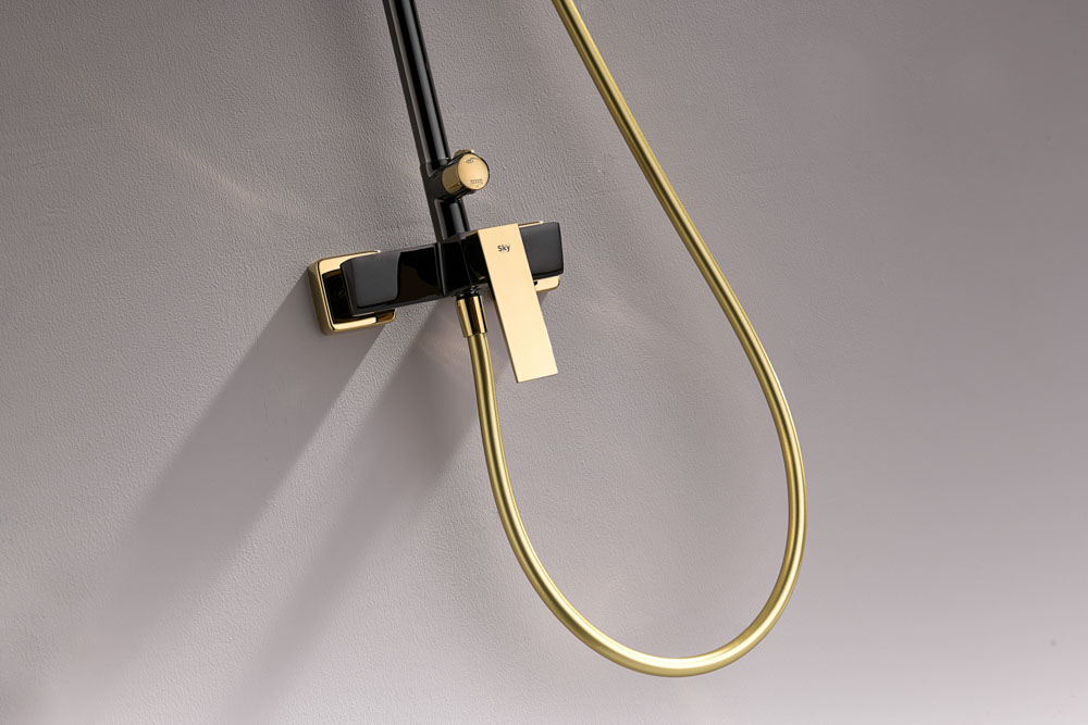 Conjunto de Ducha Monomando INFINITE Negro Cristal / Oro Brillo - Imagen 3