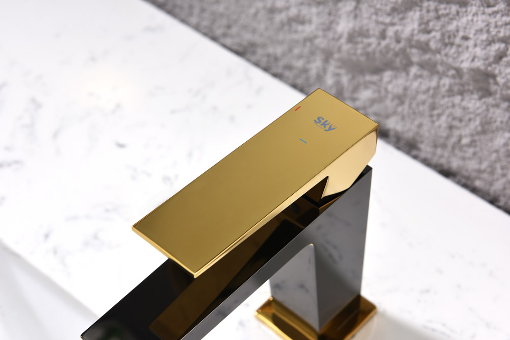 Grifo Monomando de Lavabo INFINITE Negro Cristal / Oro Brillo - Imagen 3