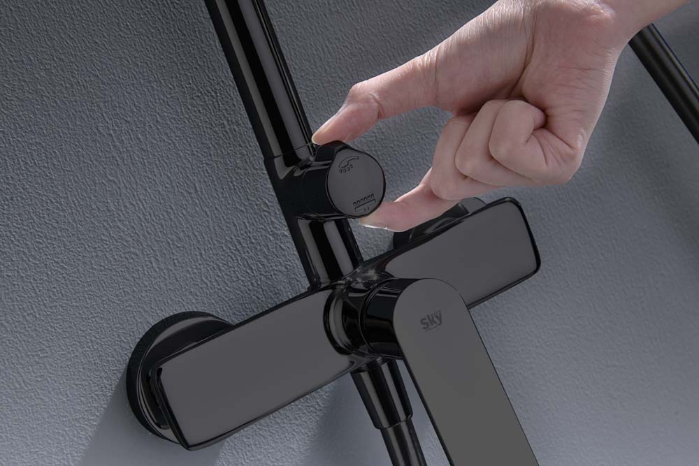 Conjunto de Ducha Monomando GLORY Negro Cristal - Imagen 3