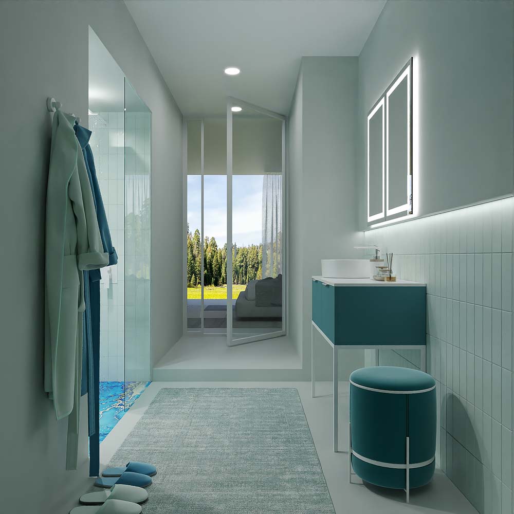 Mueble de baño ELLA con patas 2 cajones acabado OCEAN - Imagen 5