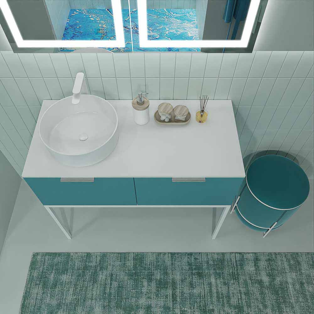 Mueble de baño ELLA con patas 2 cajones acabado OCEAN - Imagen 3